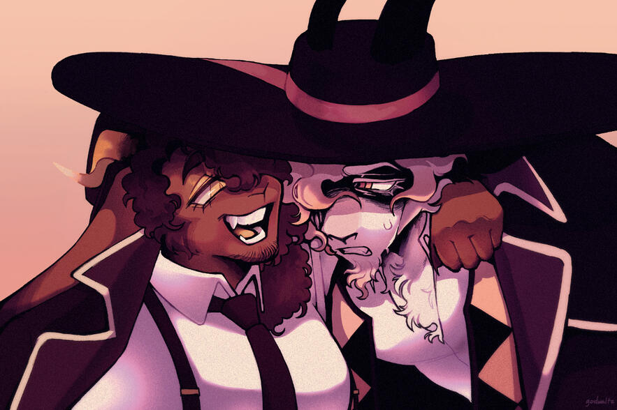 Colored bust shots of Azar and Francis.